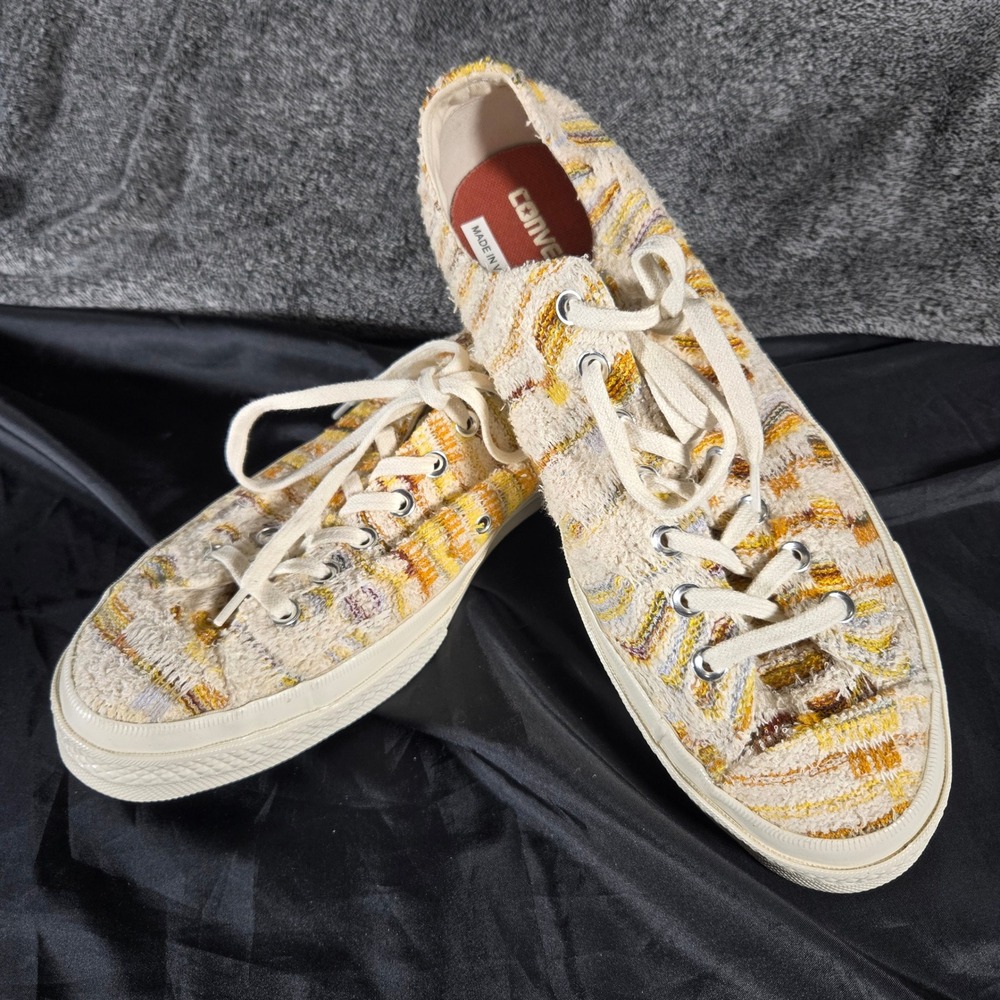 Converse Chuck 70 Ox Low Top Knit Striped Sneakers Mens 10.5 Yellow Orange Egret